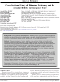 Cover page: Cross-Sectional Study of Thiamine Deficiency and Its Associated Risks in Emergency Care