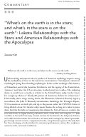 Cover page: “What’s on the earth is in the stars; and what’s in the stars is on the earth”: Lakota Relationships with the Stars and American Relationships with the Apocalypse
