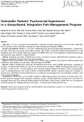 Cover page: Vulnerable Patients' Psychosocial Experiences in a Group-Based, Integrative Pain Management Program