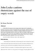 Cover page: John Locke cautions rhetoricians against the use of empty words