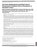 Cover page: An Acute Randomized Controlled Trial of Noninvasive Peripheral Nerve Stimulation in Essential Tremor