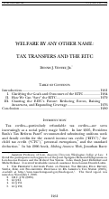 Cover page: Welfare by Any Other Name: Tax Transfers and the EITC