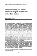 Cover page: Dionysos Among the Mesas: The Water Serpent Puppet Play of the Hopi Indians