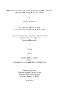 Cover page: Minimum Bias Measurements with the ATLAS Detector at the CERN Large Hadron Collider