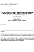 Cover page: How California Determined Admissions Pools: Lower and Upper Division Student Targets and the California Master Plan for Higher Education