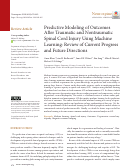 Cover page: Predictive Modeling of Outcomes After Traumatic and Nontraumatic Spinal Cord Injury Using Machine Learning: Review of Current Progress and Future Directions.