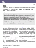 Cover page: Mendelian randomisation study of height and body mass index as modifiers of ovarian cancer risk in 22,588 BRCA1 and BRCA2 mutation carriers.