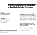 Cover page: Evaluating a Social Media Application for Sustainability in the Workplace