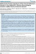 Cover page: Multivariate Protein Signatures of Pre-Clinical Alzheimer's Disease in the Alzheimer's Disease Neuroimaging Initiative (ADNI) Plasma Proteome Dataset