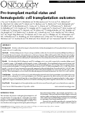 Cover page: Pre-Transplant Marital Status and Hematopoietic Cell Transplantation Outcomes.