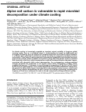 Cover page: Alpine soil carbon is vulnerable to rapid microbial decomposition under climate cooling