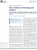 Cover page: The evolution of hearing and balance