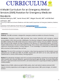 Cover page: A Model Curriculum for an Emergency Medical Services (EMS) Rotation for Emergency Medicine Residents
