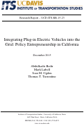 Cover page: Integrating Plug-in Electric Vehicles into the Grid: Policy Entrepreneurship in California