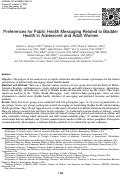 Cover page: Preferences for Public Health Messaging Related to Bladder Health in Adolescent and Adult Women.