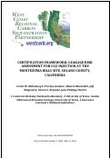 Cover page: Certification framework: leakage risk assessment for CO2 injection at the Montezuma Hills site, Solano County, California.