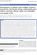 Cover page: Management of patients with multiple myeloma beyond the clinical-trial setting: understanding the balance between efficacy, safety and tolerability, and quality of life