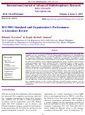 Cover page: ISO 9001 Standard and Organization's Performance: A Literature Review