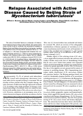 Cover page: Relapse Associated with Active Disease Caused by Beijing Strain of Mycobacterium tuberculosis - Volume 15, Number 7—July 2009 - Emerging Infectious Diseases journal - CDC