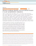 Cover page: Genomic analyses identify recurrent MEF2D fusions in acute lymphoblastic leukaemia