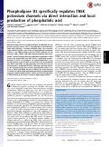 Cover page: Phospholipase D2 specifically regulates TREK potassium channels via direct interaction and local production of phosphatidic acid