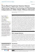 Cover page: Home-Based Cognitively Assistive Robots: Maximizing Cognitive Functioning and Maintaining Independence in Older Adults Without Dementia