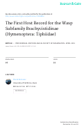 Cover page: The First Host Record for the Wasp Subfamily Brachycistidinae (Hymenoptera: Tiphiidae)