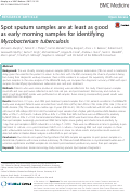 Cover page: Spot sputum samples are at least as good as early morning samples for identifying Mycobacterium tuberculosis