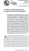 Cover page: Creating a Translanguaging Space for High School Emergent Bilinguals