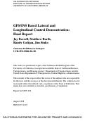 Cover page: GPS/ INS Based Lateral And Longitudinal Control Demonstration: Final Report