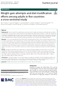Cover page: Weight gain attempts and diet modification efforts among adults in five countries: a cross-sectional study