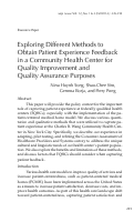 Cover page: Exploring Different Methods to Obtain Patient Experience Feedback in a Community Health Center for Quality Improvement and Quality Assurance Purposes