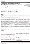 Cover page: Low Baseline Pneumococcal Antibody Titers Predict Specific Antibody Deficiency, Increased Upper Respiratory Infections, and Allergy Sensitization.