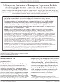 Cover page: A Prospective Evaluation of Emergency Department Bedside Ultrasonography for the Detection of Acute Cholecystitis