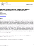 Cover page of What Drives Behavioral Intention of Mobile Money Adoption? The Case of Ancient Susu Savings Operations in Ghana