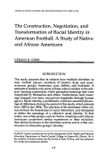 Cover page: The Construction, Negotiation, and Transformation of Racial Identity in American Football: A Study of Native and African Americans