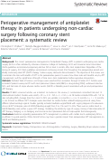 Cover page: Perioperative management of antiplatelet therapy in patients undergoing non-cardiac surgery following coronary stent placement: a systematic review