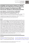 Cover page: Feasibility and Acceptance Testing of a Mobile Application Providing Psychosocial Support for Parents of Children and Adolescents With Chronic Pain: Results of a Nonrandomized Trial.