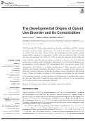 Cover page: The Developmental Origins of Opioid Use Disorder and Its Comorbidities
