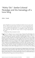 Cover page: "Aloha 'Oe": Settler-Colonial Nostalgia and the Genealogy of a Love Song