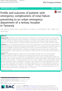 Cover page: Profile and outcome of patients with emergency complications of renal failure presenting to an urban emergency department of a tertiary hospital in Tanzania