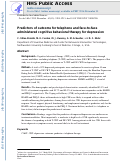 Cover page: Predictors of outcome for telephone and face-to-face administered cognitive behavioral therapy for depression