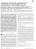 Cover page: A pathogenic and clonally expanded B cell transcriptome in active multiple sclerosis