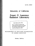 Cover page: MEASUREMENT OF THE PLANE POLARIZATION OF GAMMA RADIATION