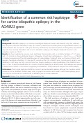 Cover page: Identification of a common risk haplotype for canine idiopathic epilepsy in the ADAM23 gene