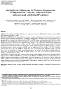 Cover page: Racial/Ethnic Differences in Women's Experiences of Reproductive Coercion, Intimate Partner Violence, and Unintended Pregnancy