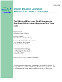 Cover page: The Effects of Electricity Tariff Structure on Distributed Generation Adoption in New York 
State