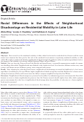 Cover page: Racial Differences in the Effects of Neighborhood Disadvantage on Residential Mobility in Later Life