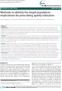 Cover page: Methods to identify the target population: implications for prescribing quality indicators