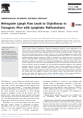 Cover page: Retrograde Lymph Flow Leads to Chylothorax in Transgenic Mice with Lymphatic Malformations